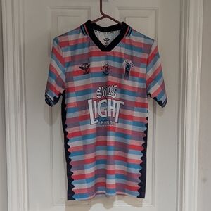 Colorful Striped Soccer Jersey with Shiner Light Logo Men's M